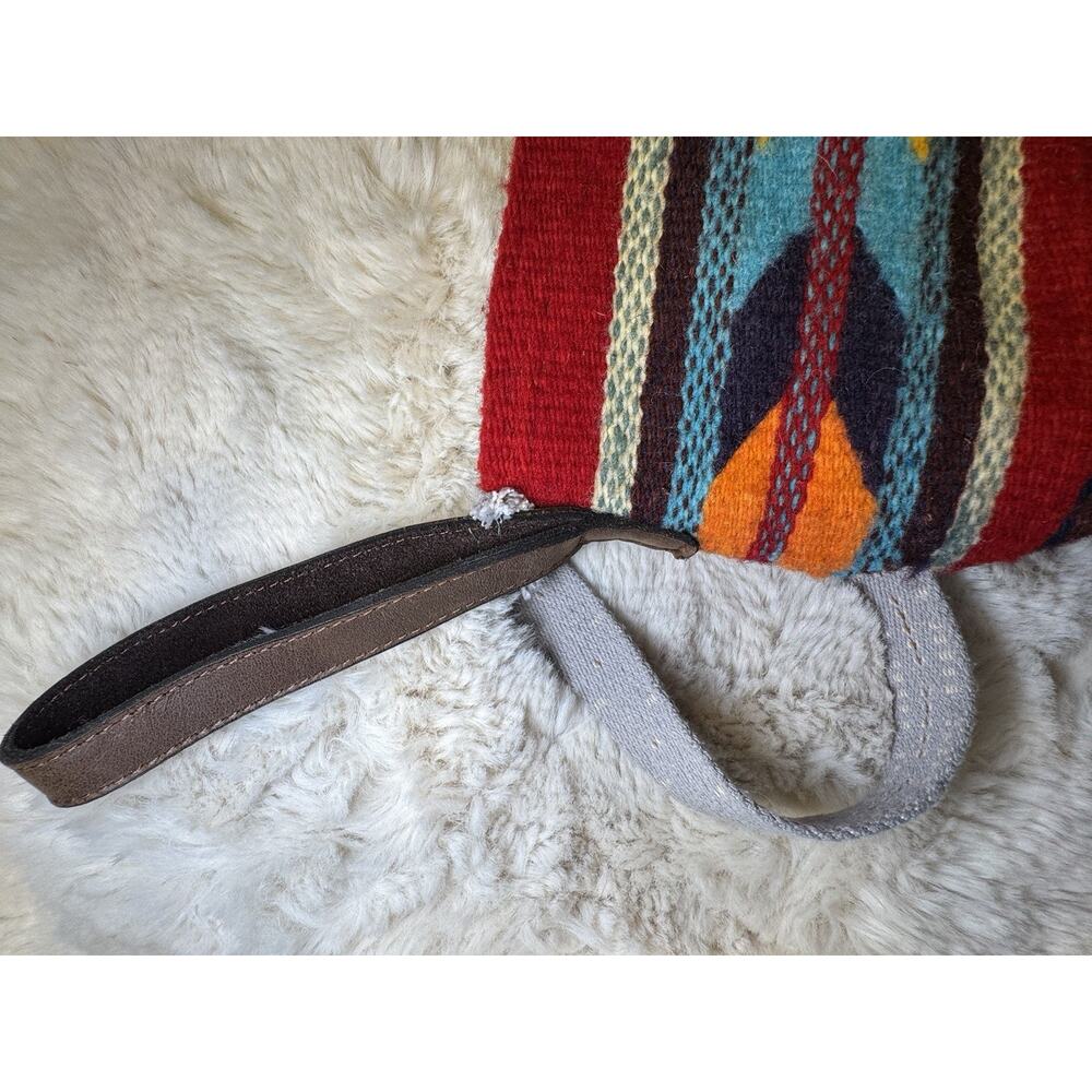Custom quality Southwest Aztec Pattern Wool and Leather Purse Bag Large handmade - Picture 16 of 16